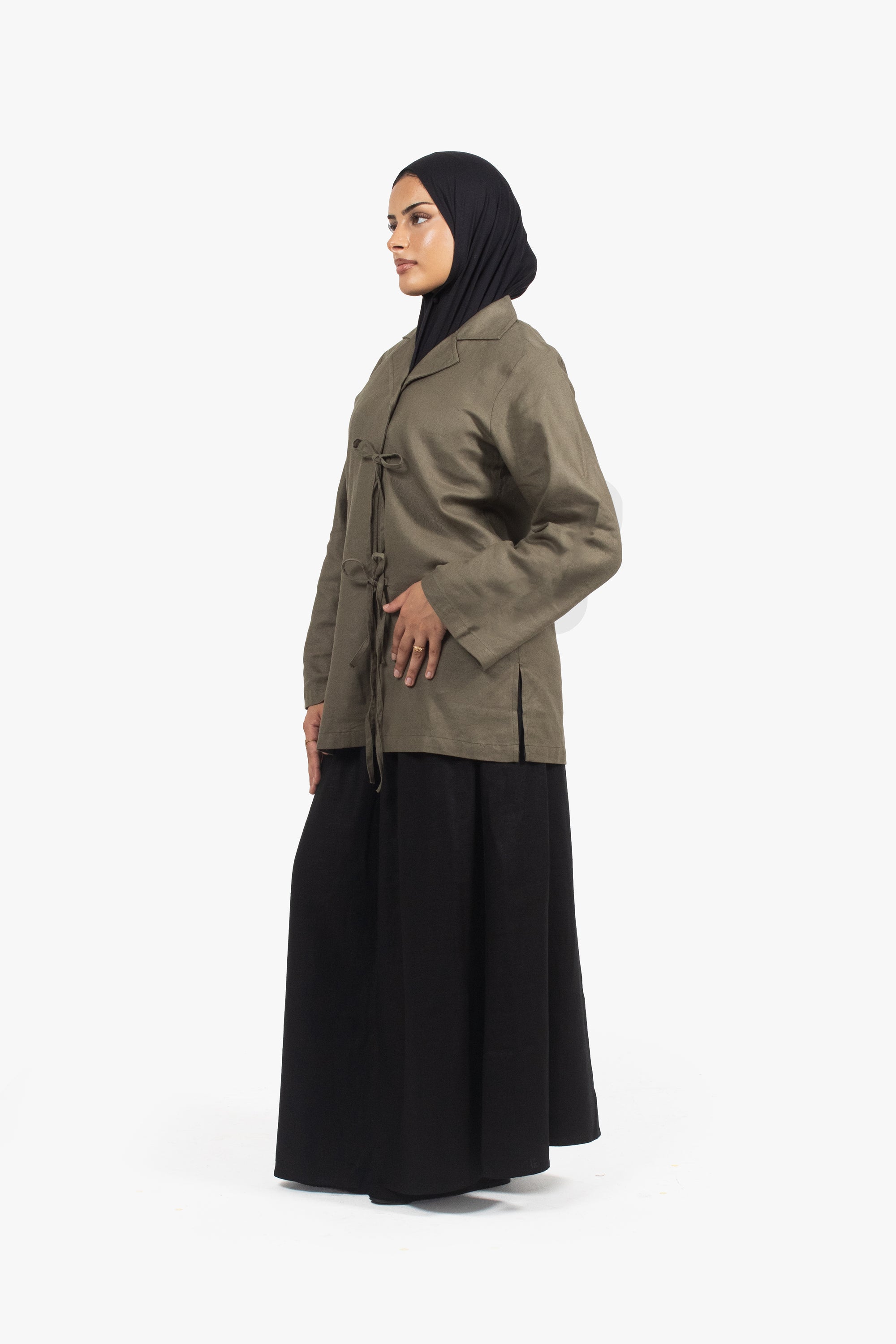 Black Linen Cotton Elasticated Skirt