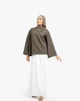 Olive Textured Umbrella Sleeve Top