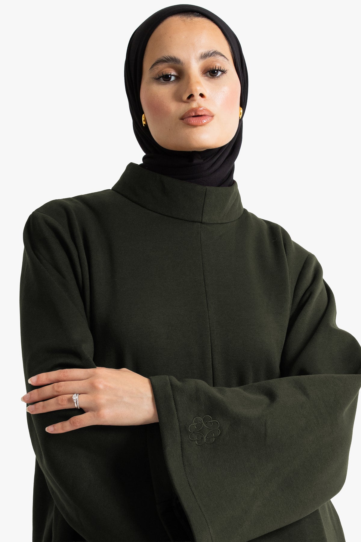 Olive Mock Neck Jumper Abaya