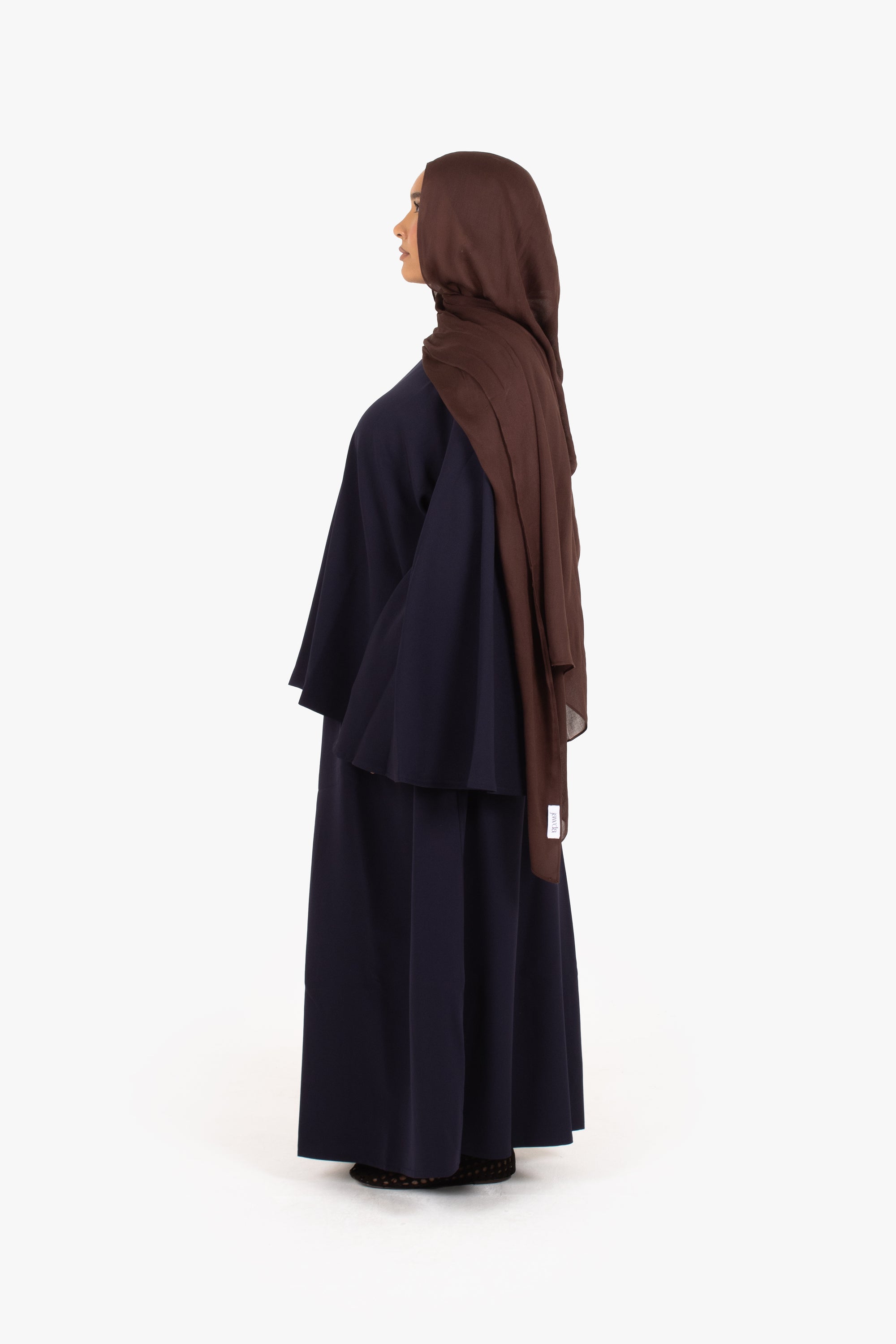 Navy Powder Touch Crepe Elasticated Skirt