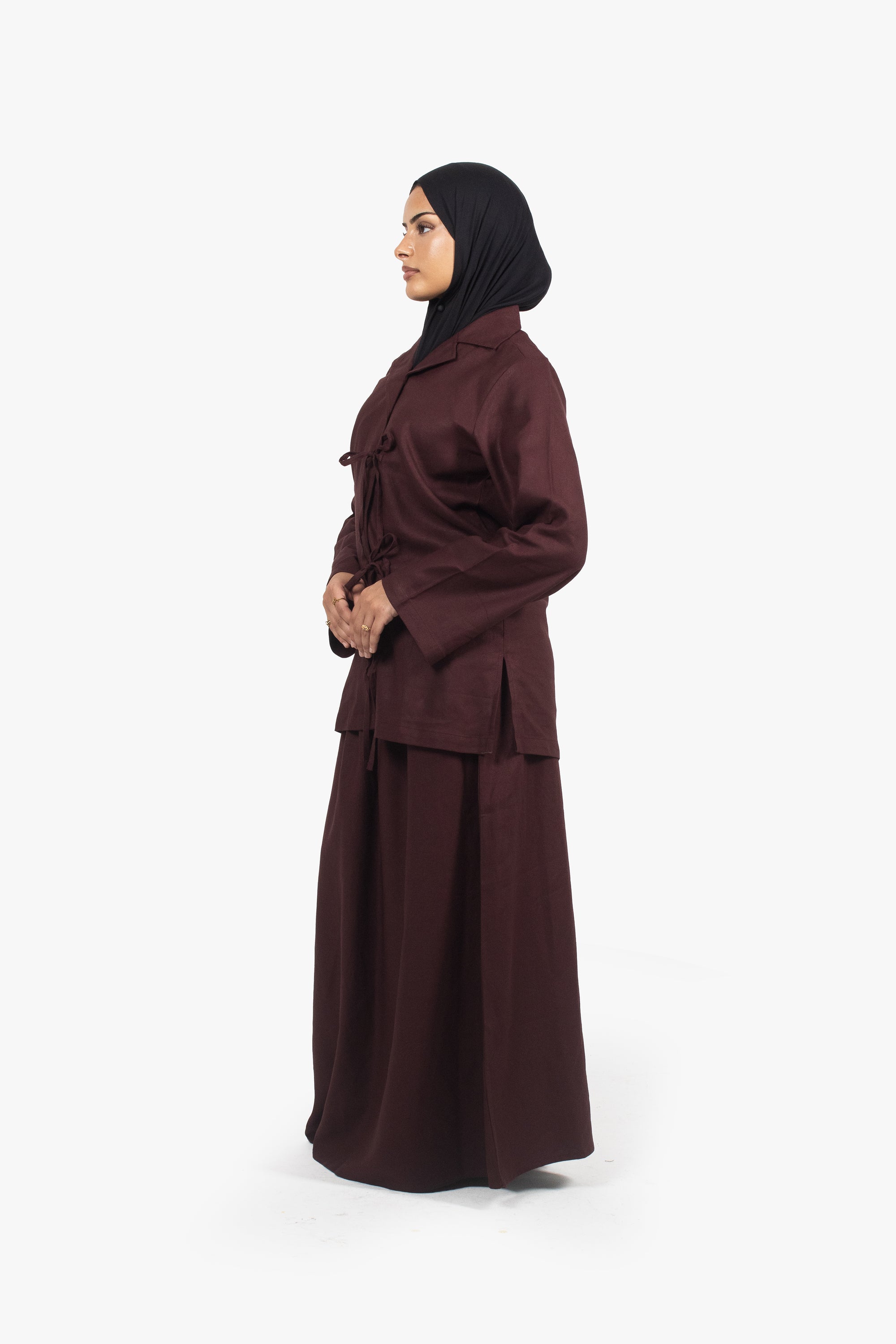 Chocolate Linen Cotton Elasticated Skirt