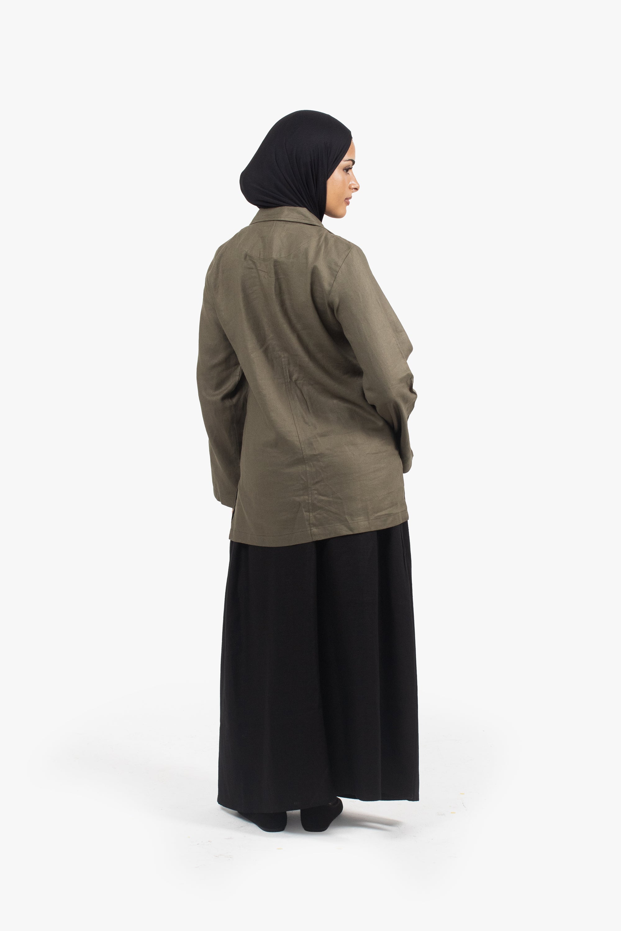 Black Linen Cotton Elasticated Skirt