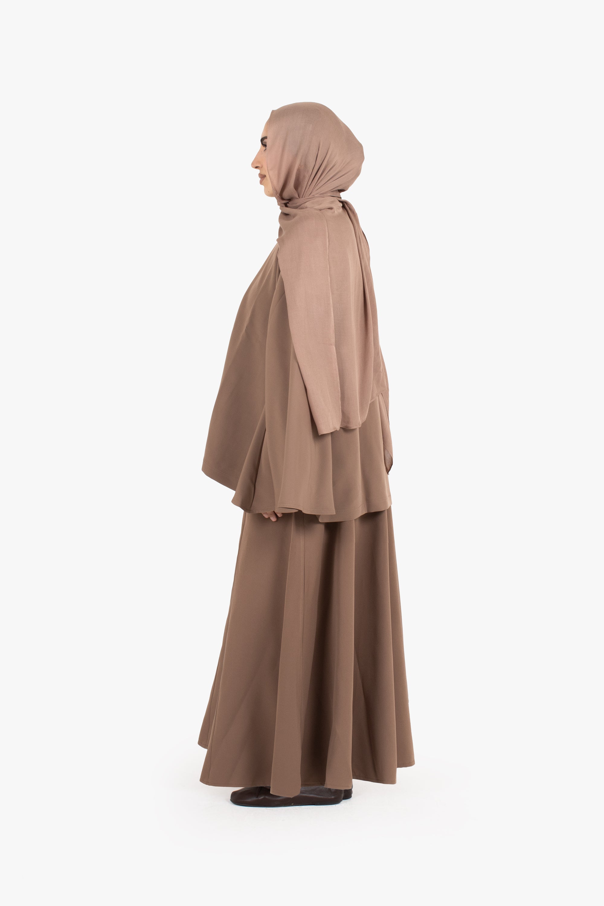 Beige Powder Touch Crepe Eight-Panel Skirt