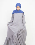 Cloud Grey Asymmetric Drop Waist Abaya