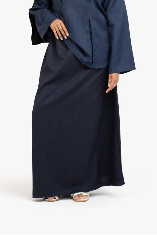 Navy Textured Elasticated Skirt