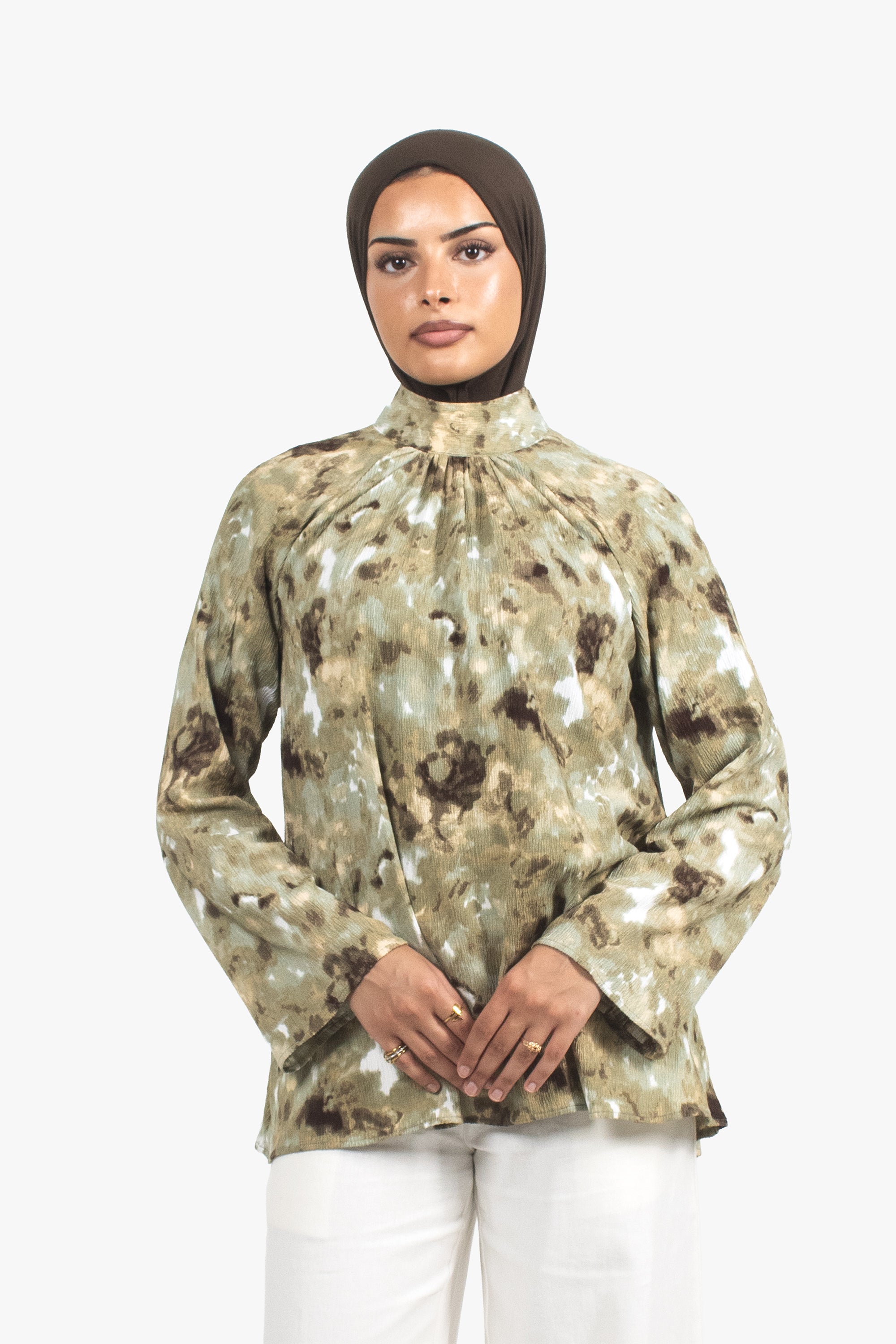 Olive Print Top