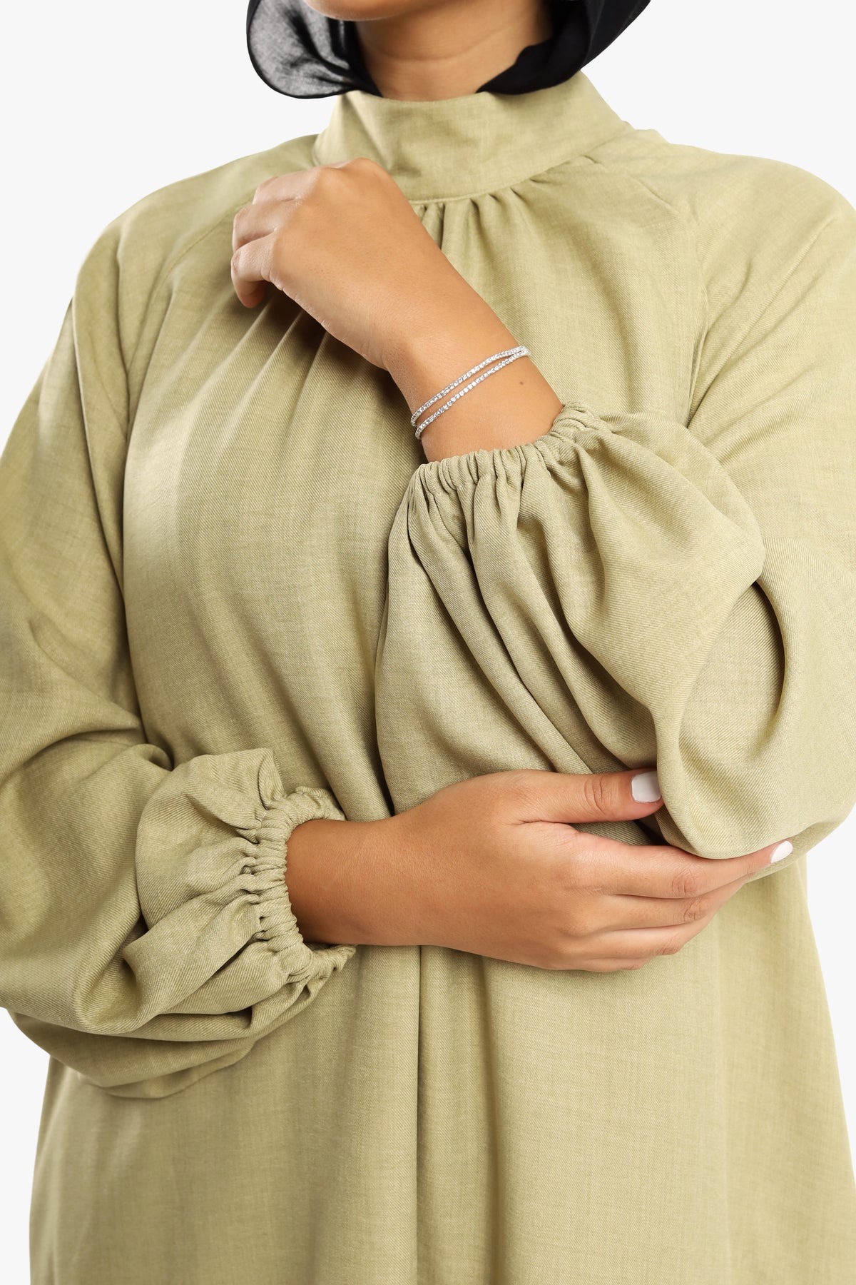 Cardamom Green Bishop Sleeve Abaya