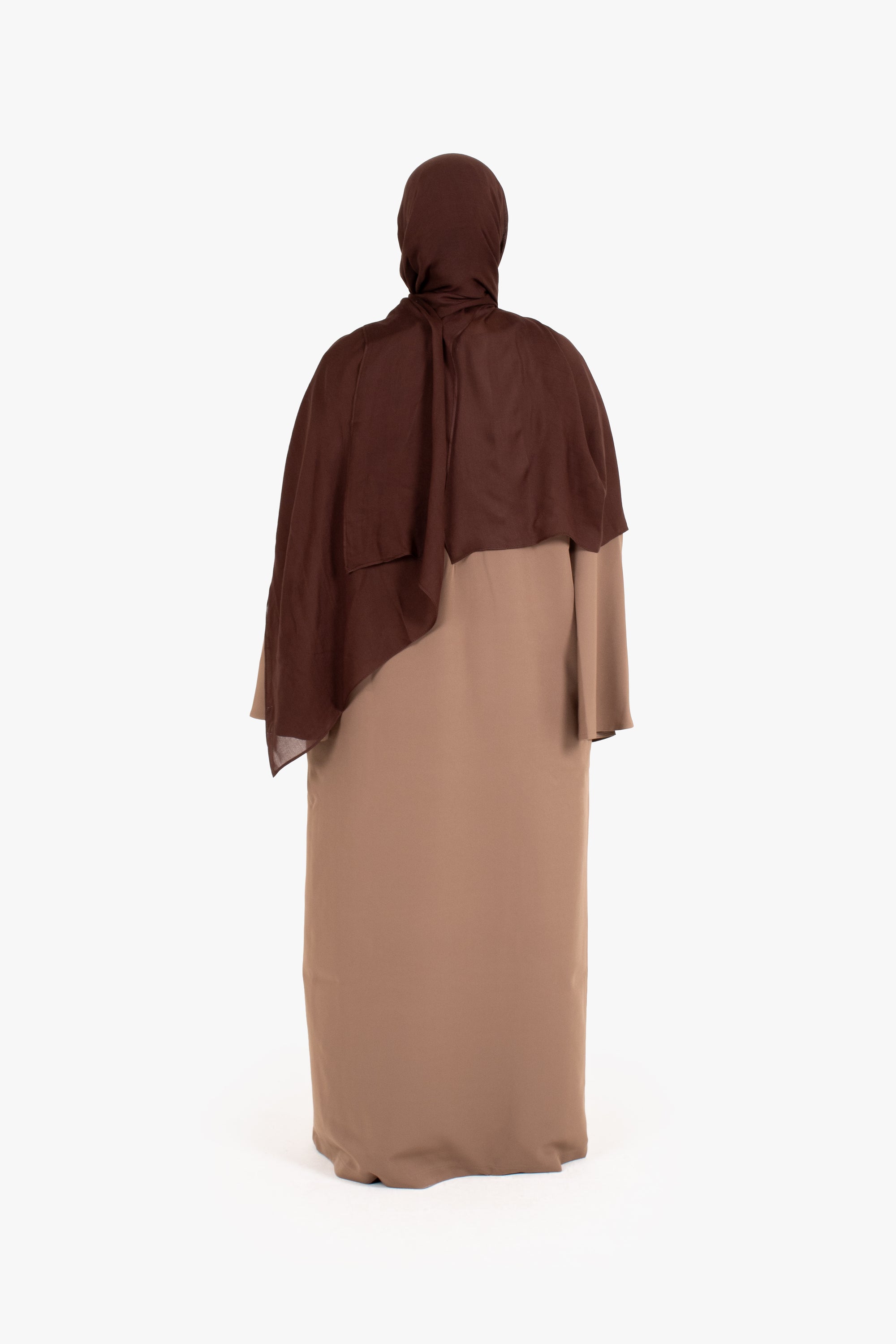 Beige Powder Touch Crepe Umbrella Sleeve Abaya