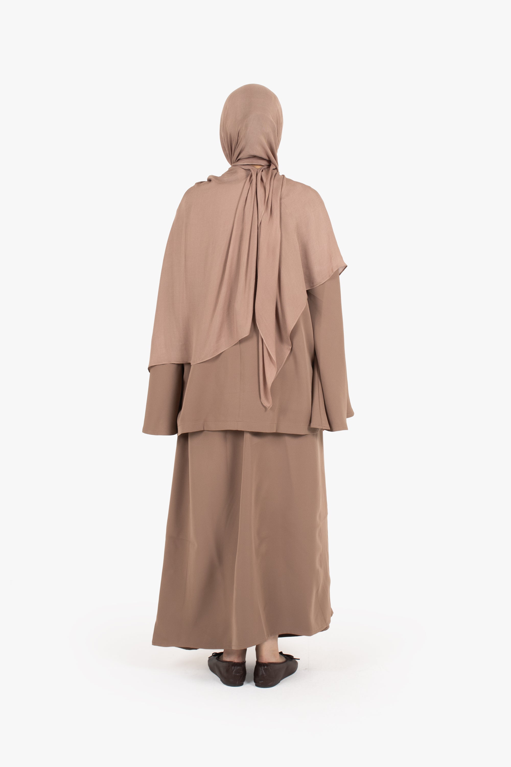 Beige Powder Touch Crepe Elasticated Skirt