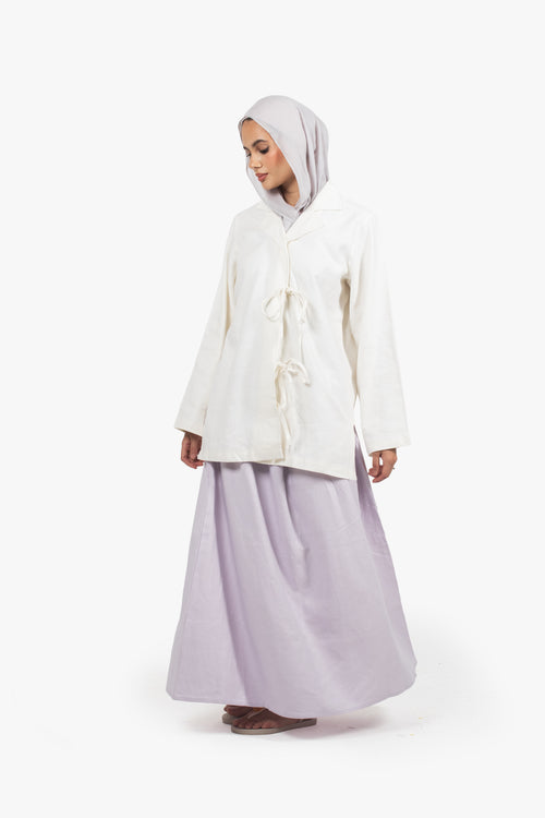 Lilac Linen Cotton Elasticated Skirt