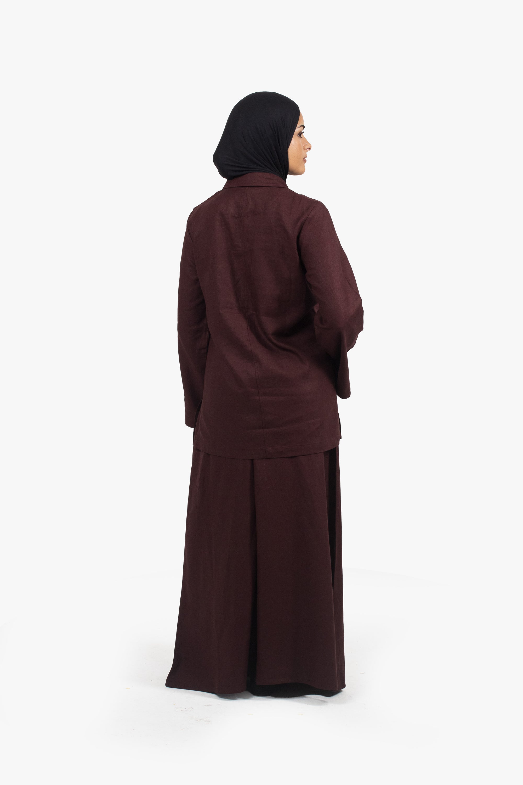Chocolate Linen Cotton Elasticated Skirt