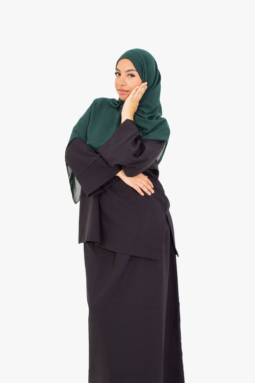 Schwarze zweiteilige Abaya