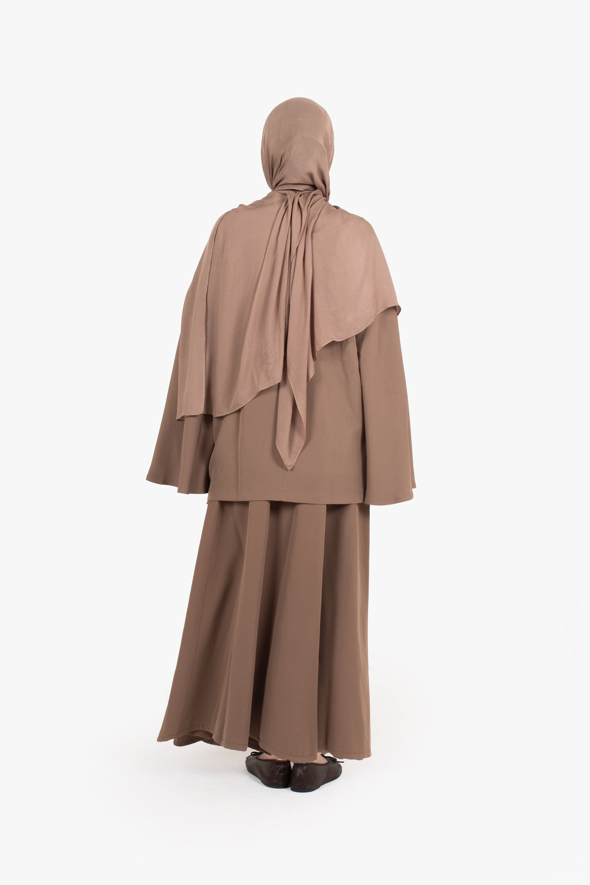 Beige Powder Touch Crepe Eight-Panel Skirt