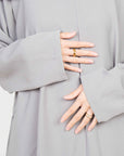 Cloud Grey Asymmetric Drop Waist Abaya
