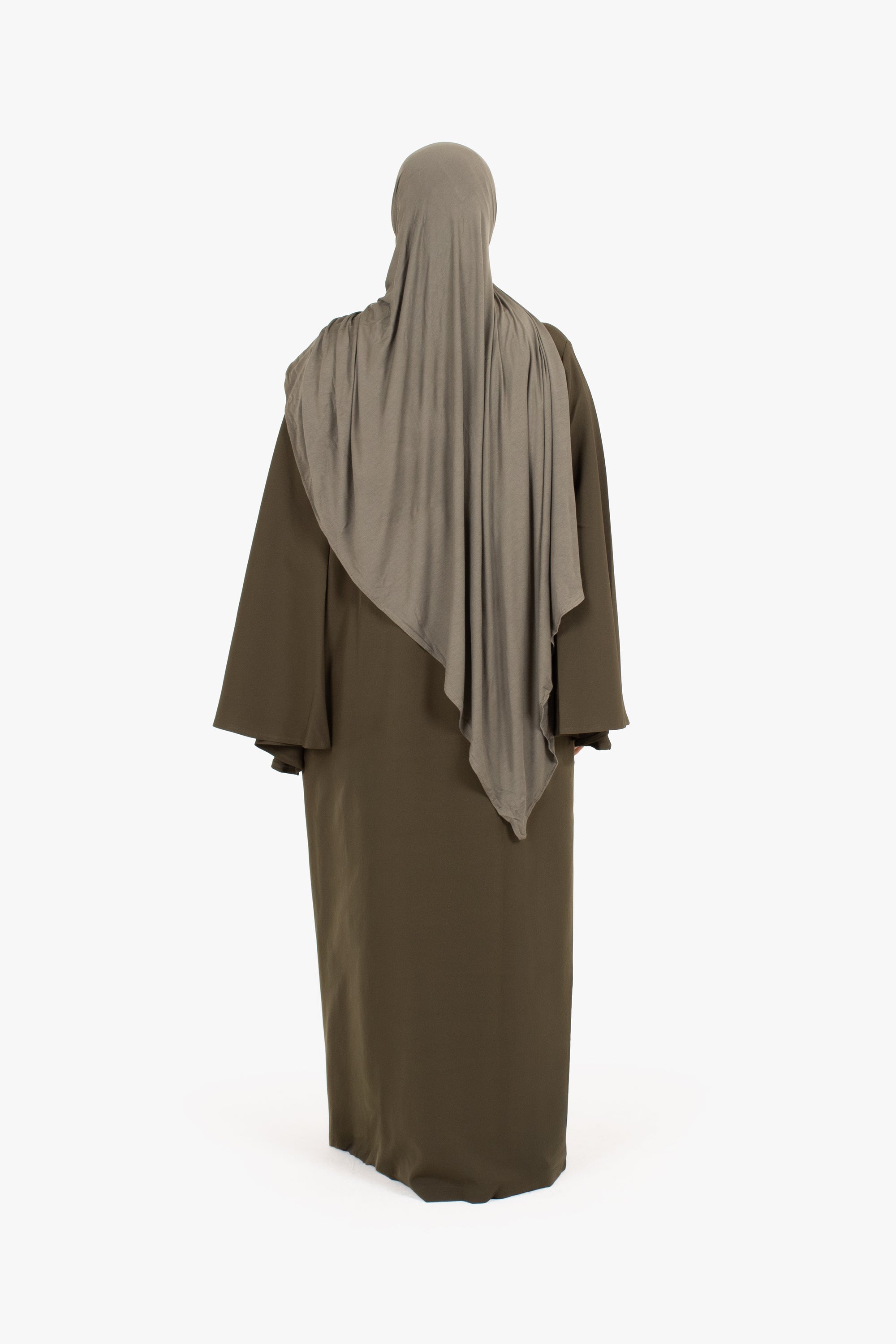 Khaki Powder Touch Crepe Umbrella Sleeve Abaya