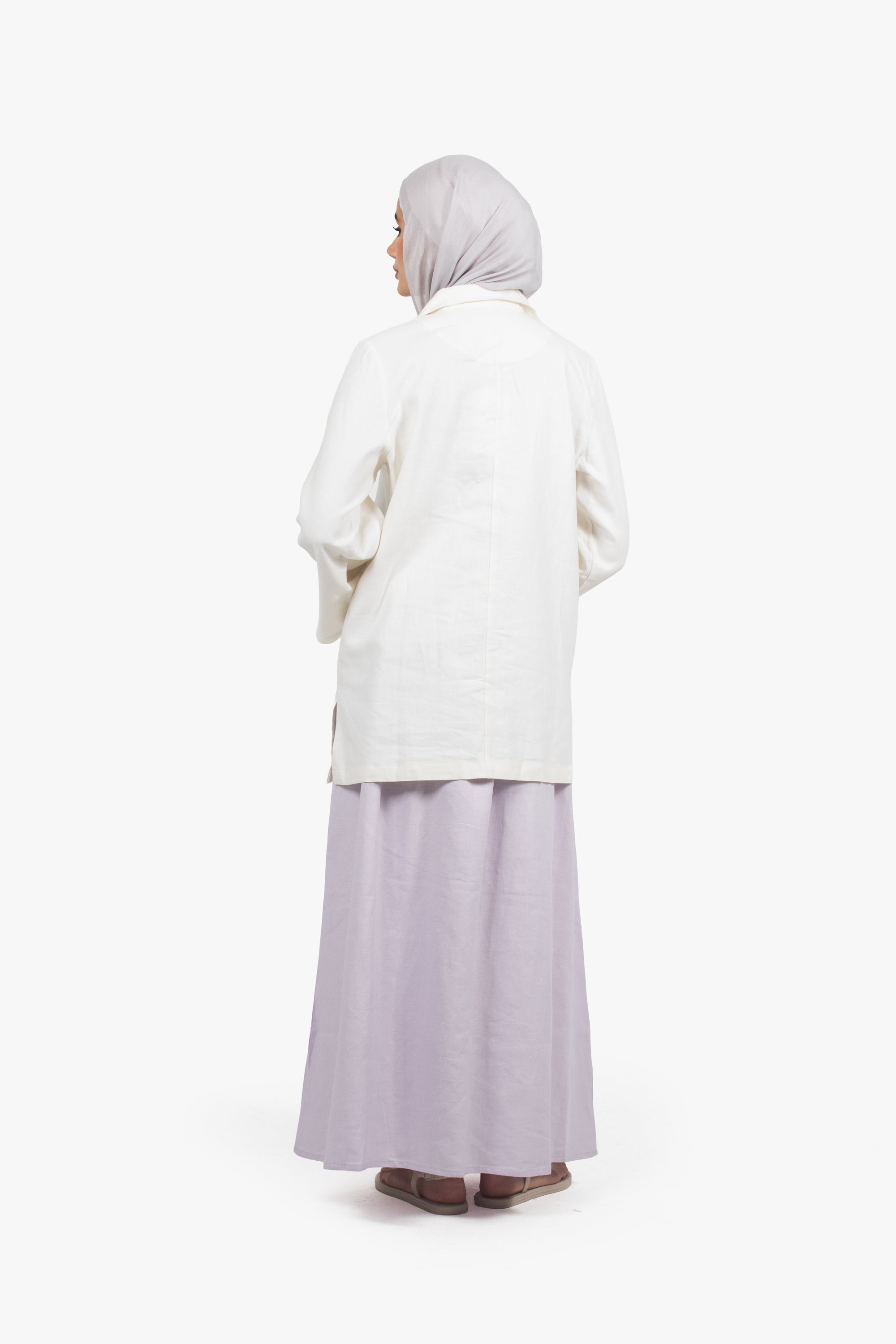 Lilac Linen Cotton Elasticated Skirt