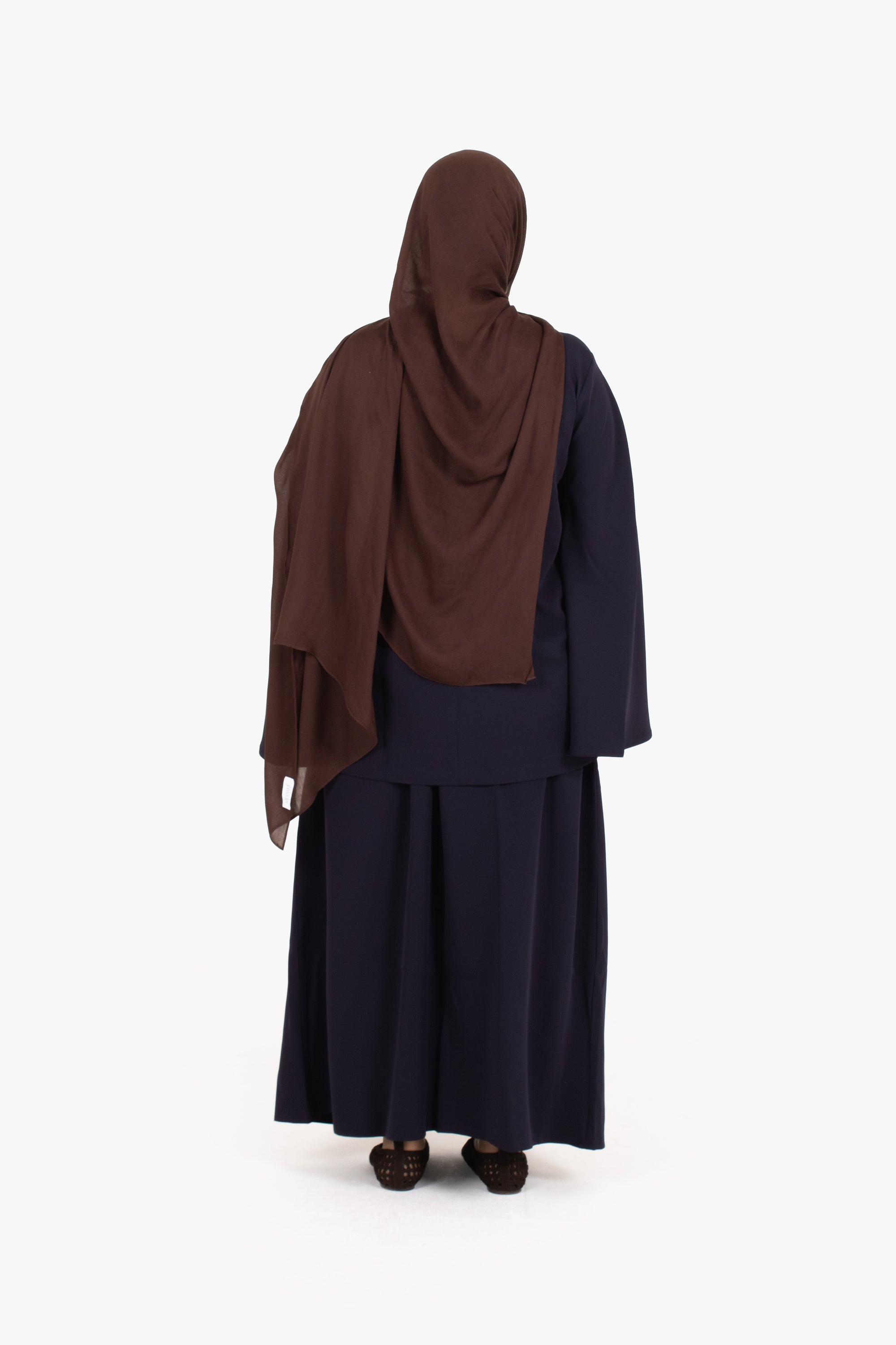 Navy Powder Touch Crepe Elasticated Skirt