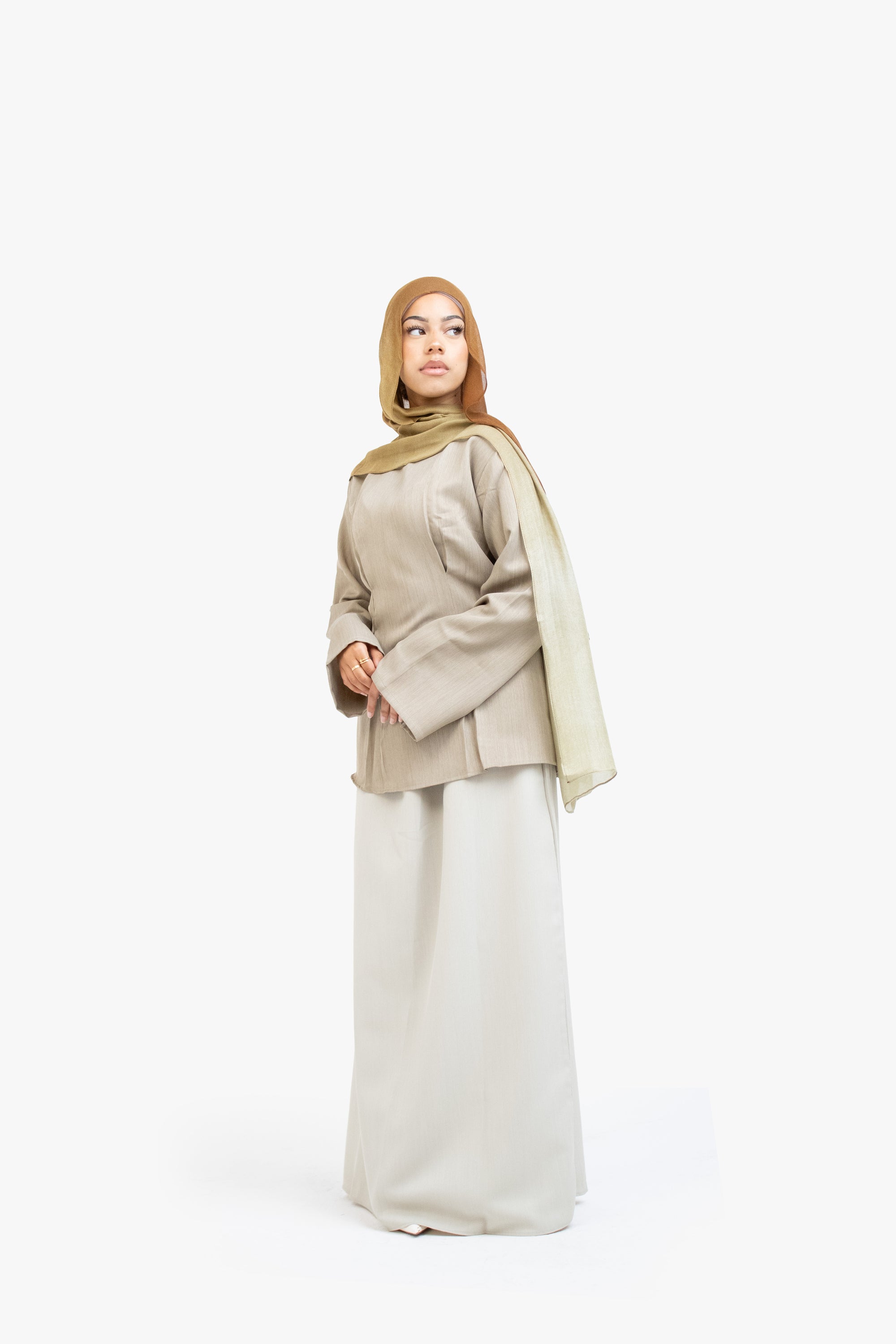 Soft Fern Textured Double Pleat Top