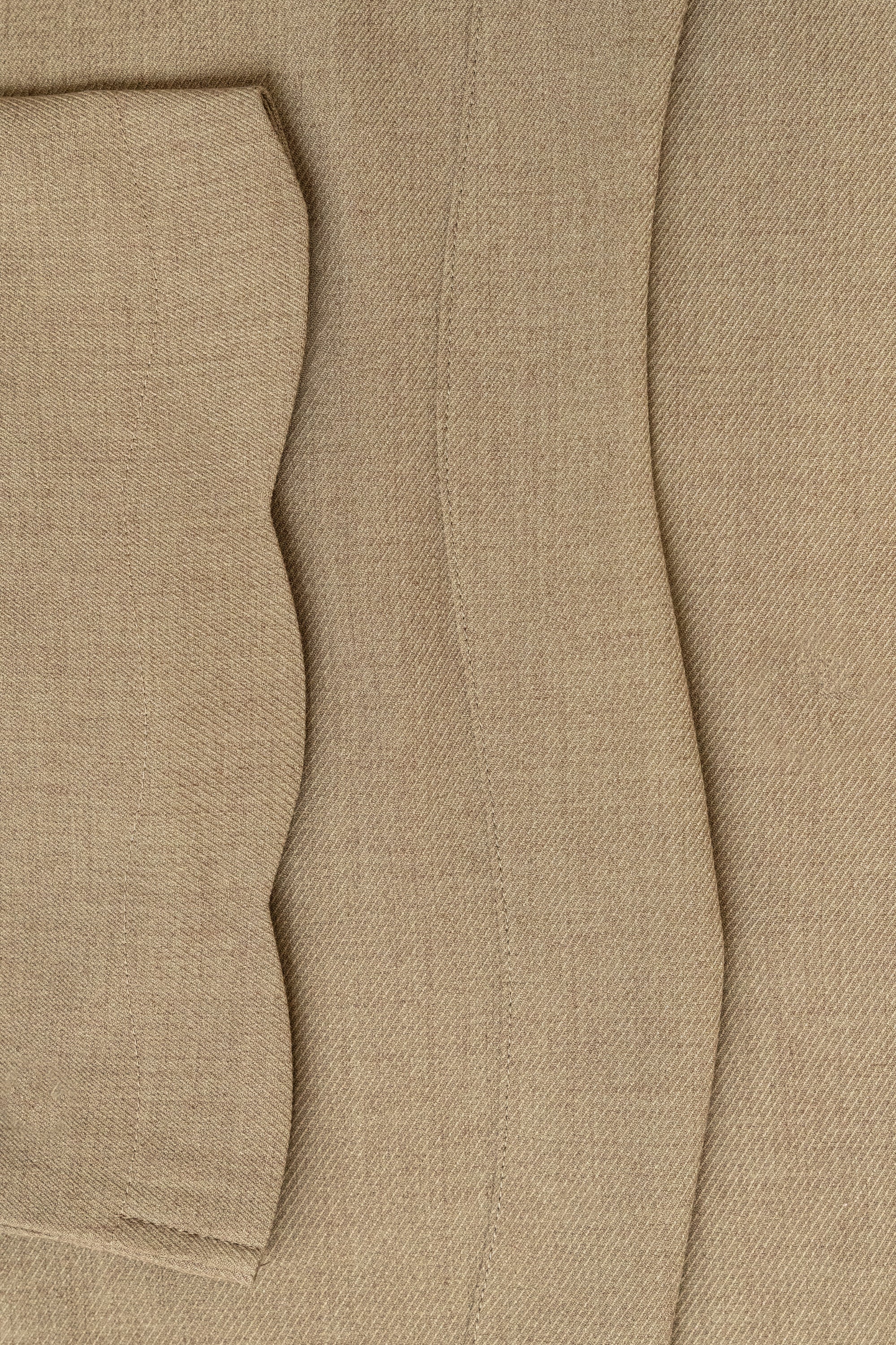 Beige Baumwollmischung Wellenförmige Offene Abaya