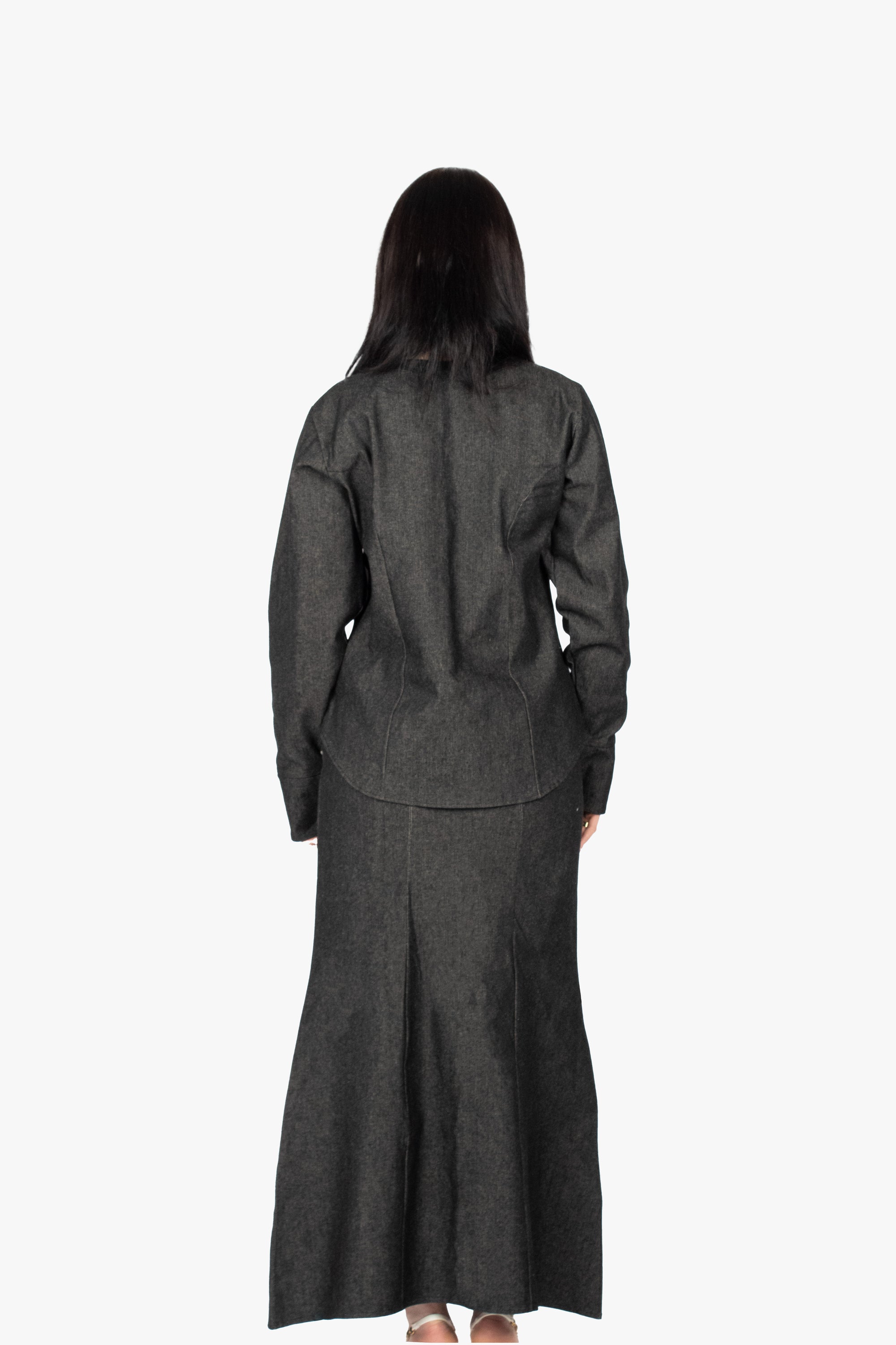 Black Denim Round Neck Shirt