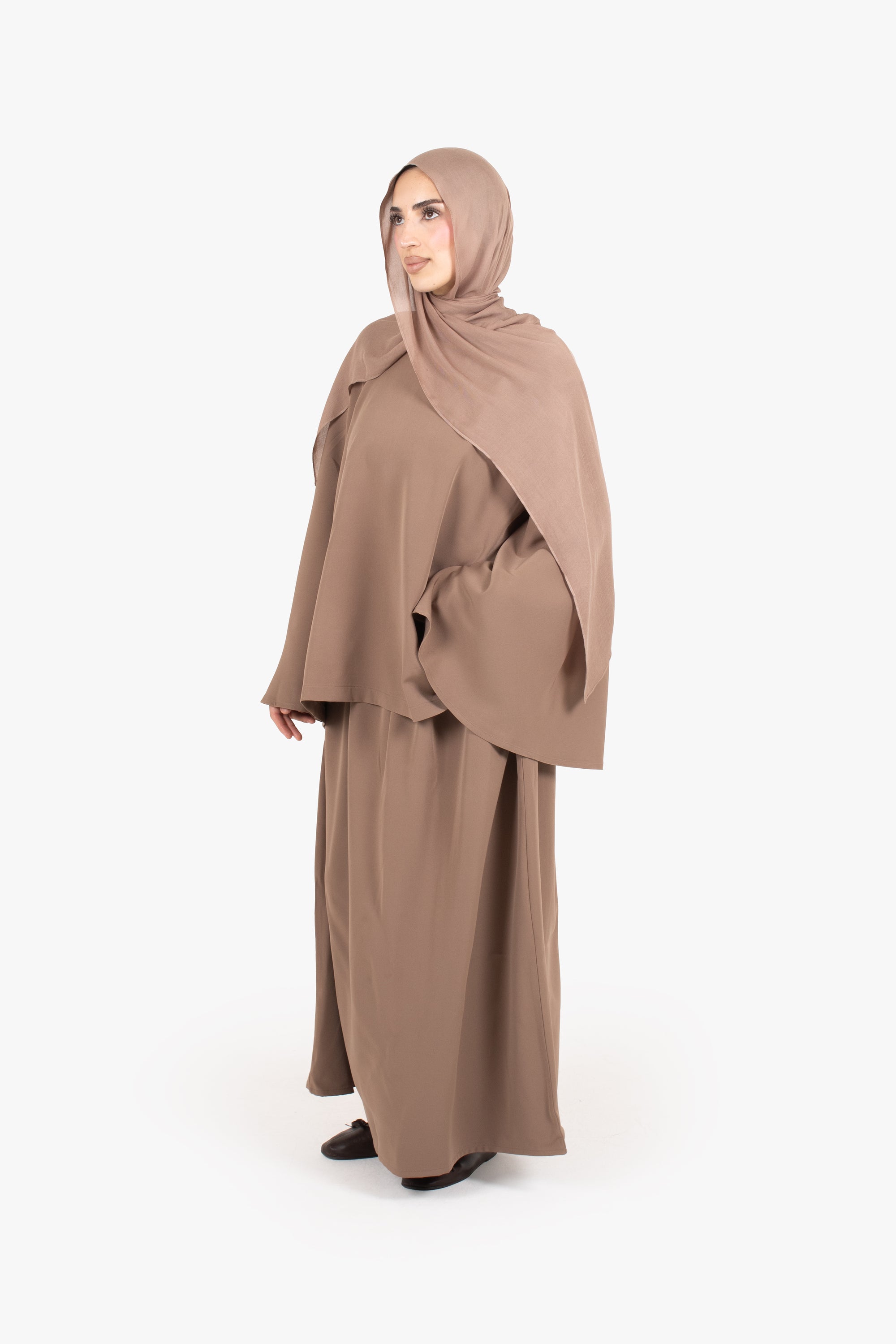 Beige Powder Touch Crepe Elasticated Skirt