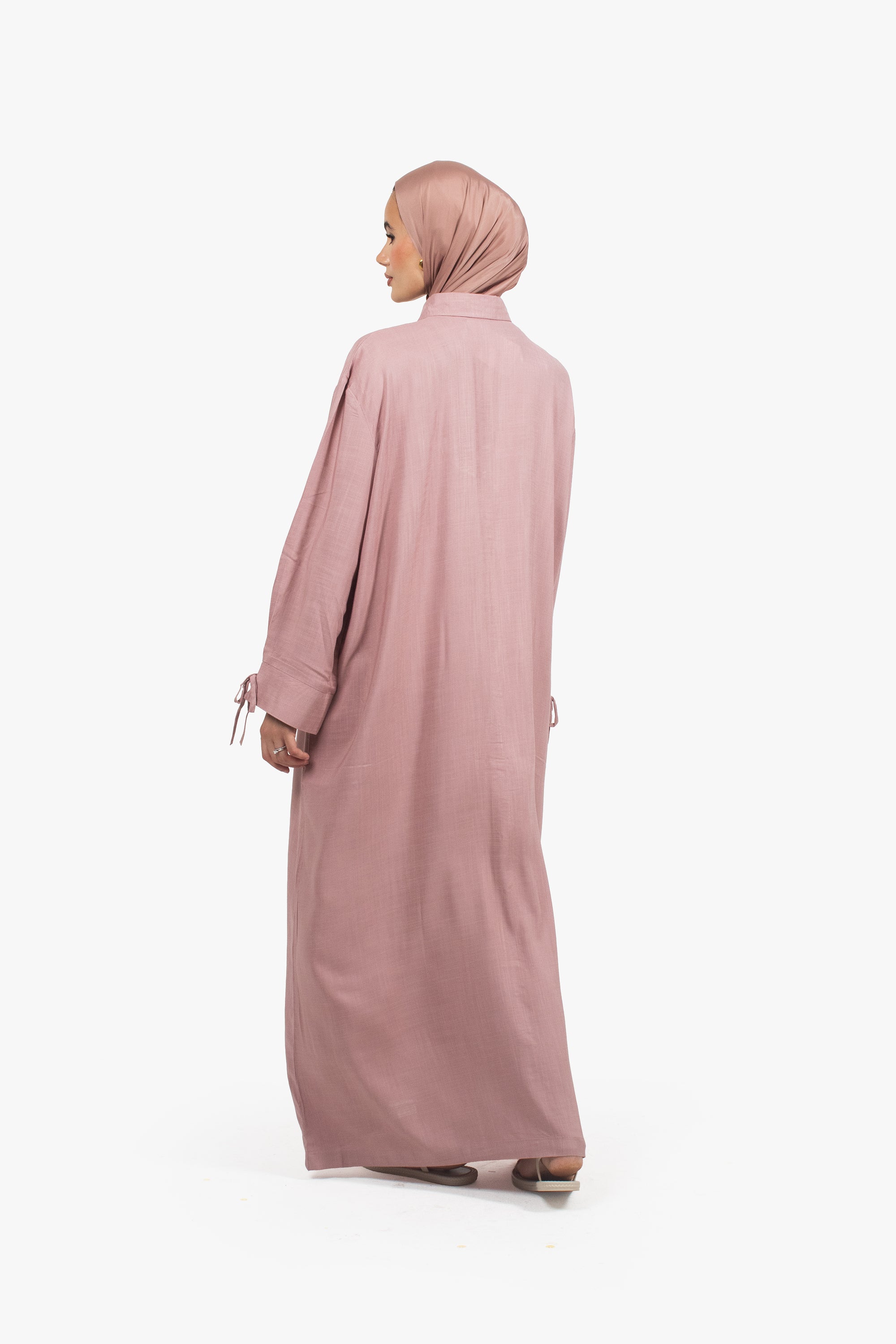Pink Cotton Blend Shirt Abaya