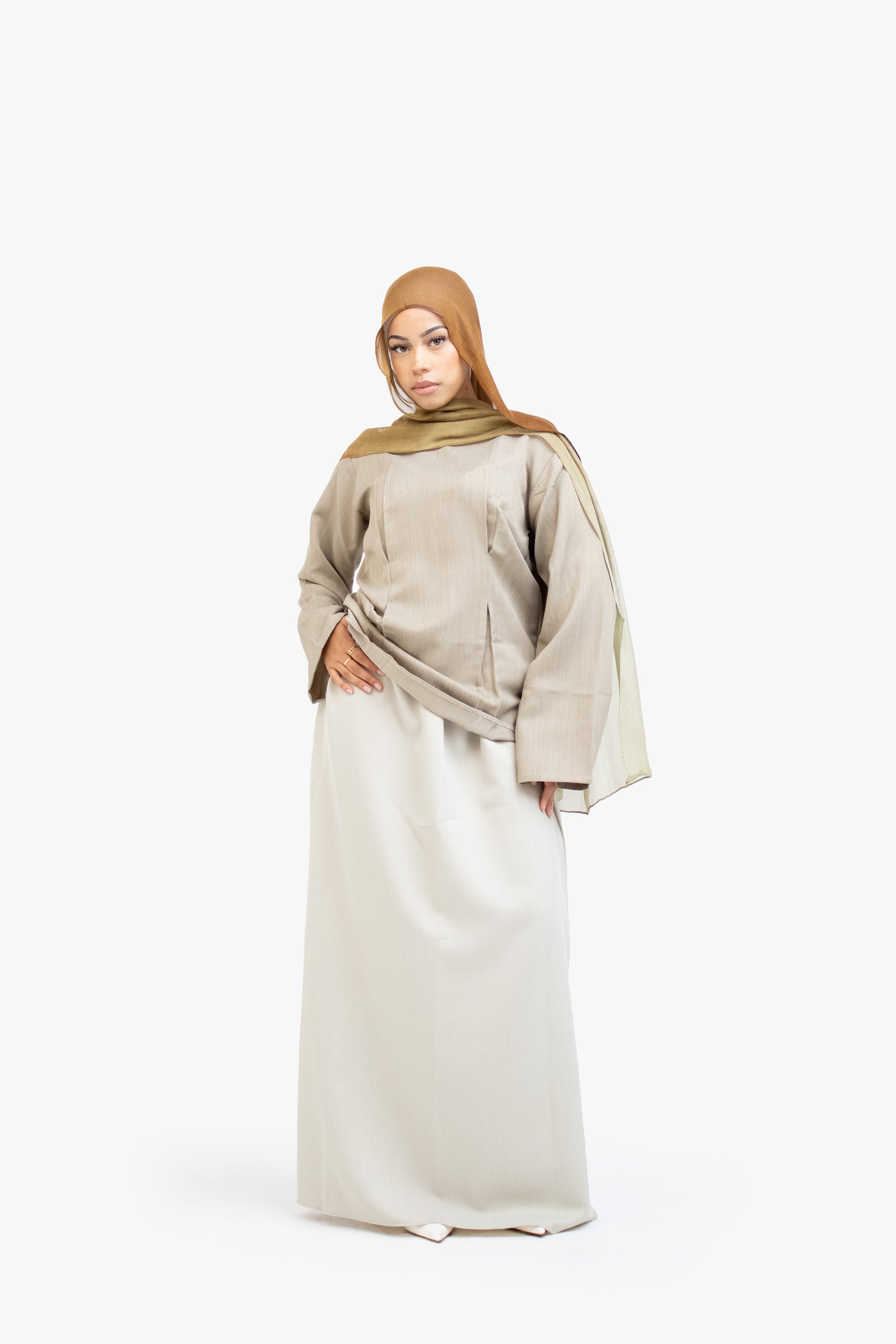 Soft Fern Textured Double Pleat Top
