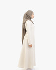 Beige Double Pleat Linen Cotton Dress