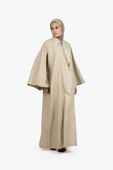 Beige Cotton Blend Tassel Abaya
