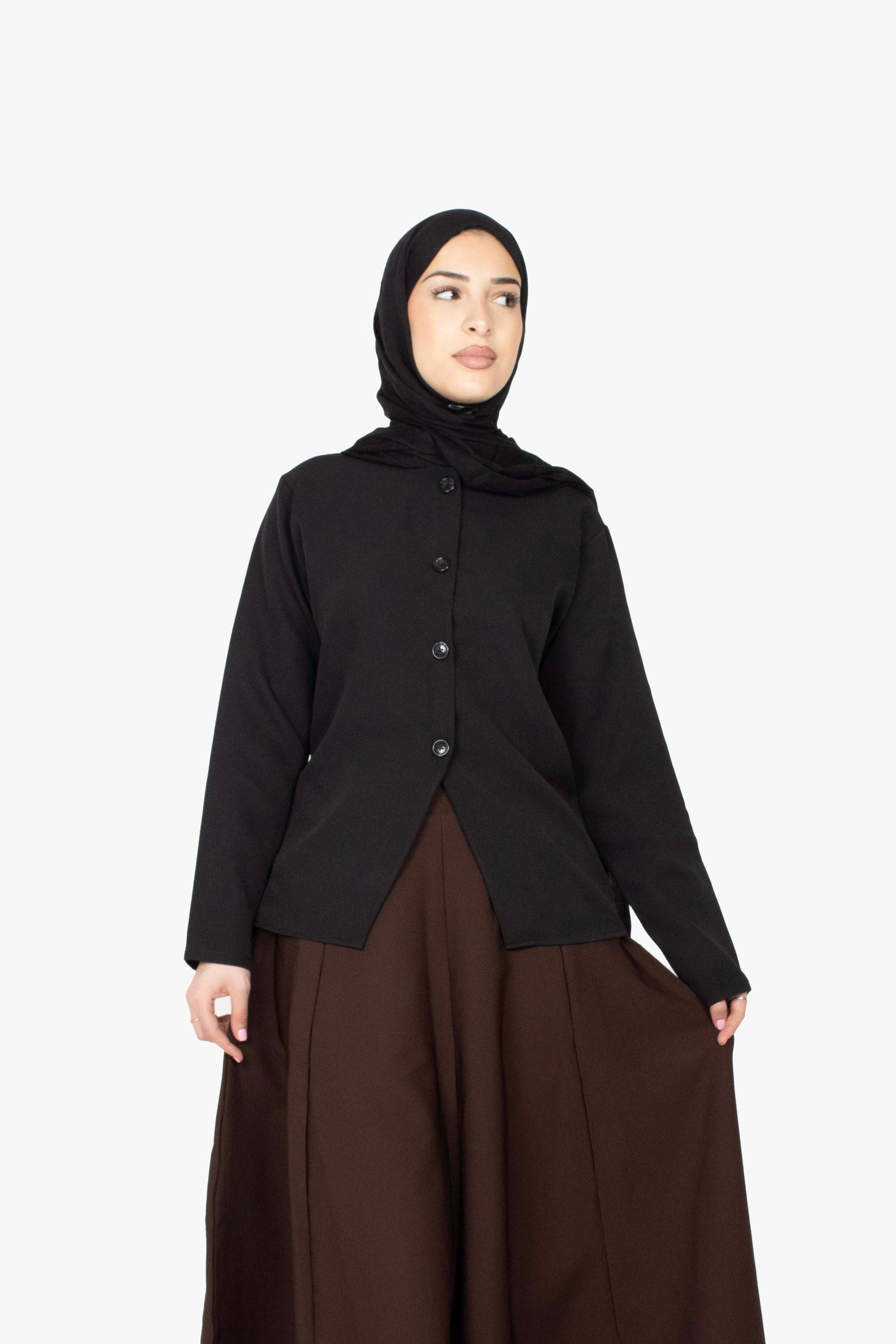 Black Round Neck Blazer