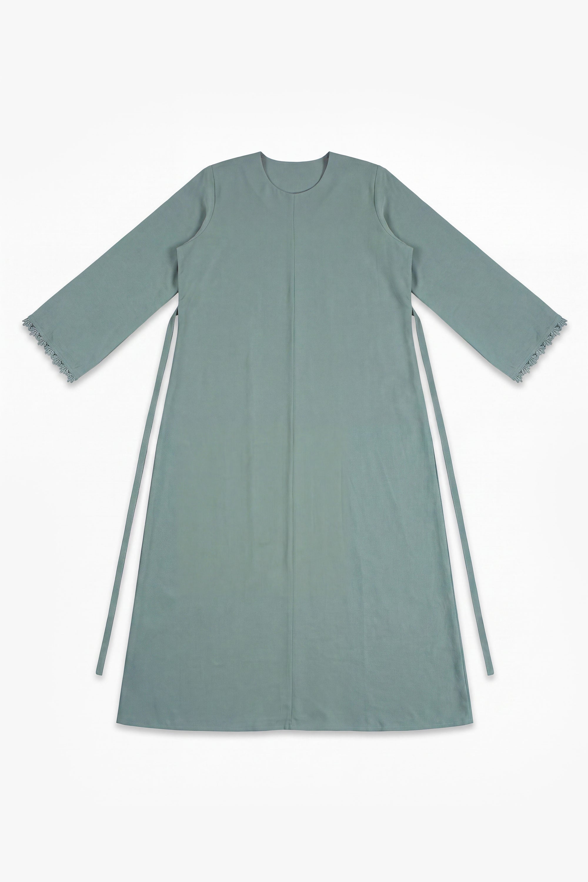 Sea Green Etched Crepe Lace Abaya