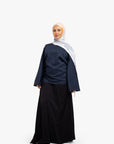 Navy Textured Umbrella Sleeve Top