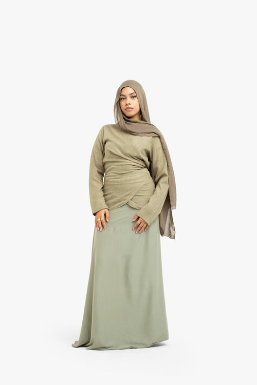 Khaki Mélange Wrap Top