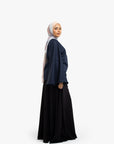 Navy Textured Umbrella Sleeve Top