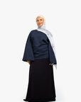 Navy Textured Umbrella Sleeve Top