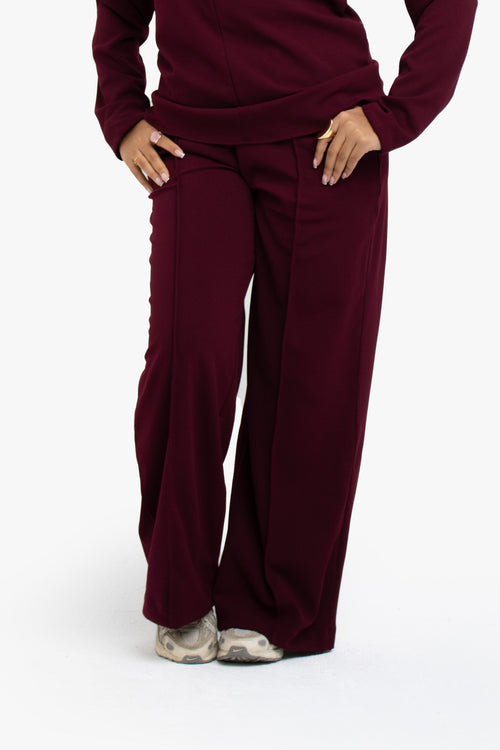 Burgundy High-Waisted Trousers