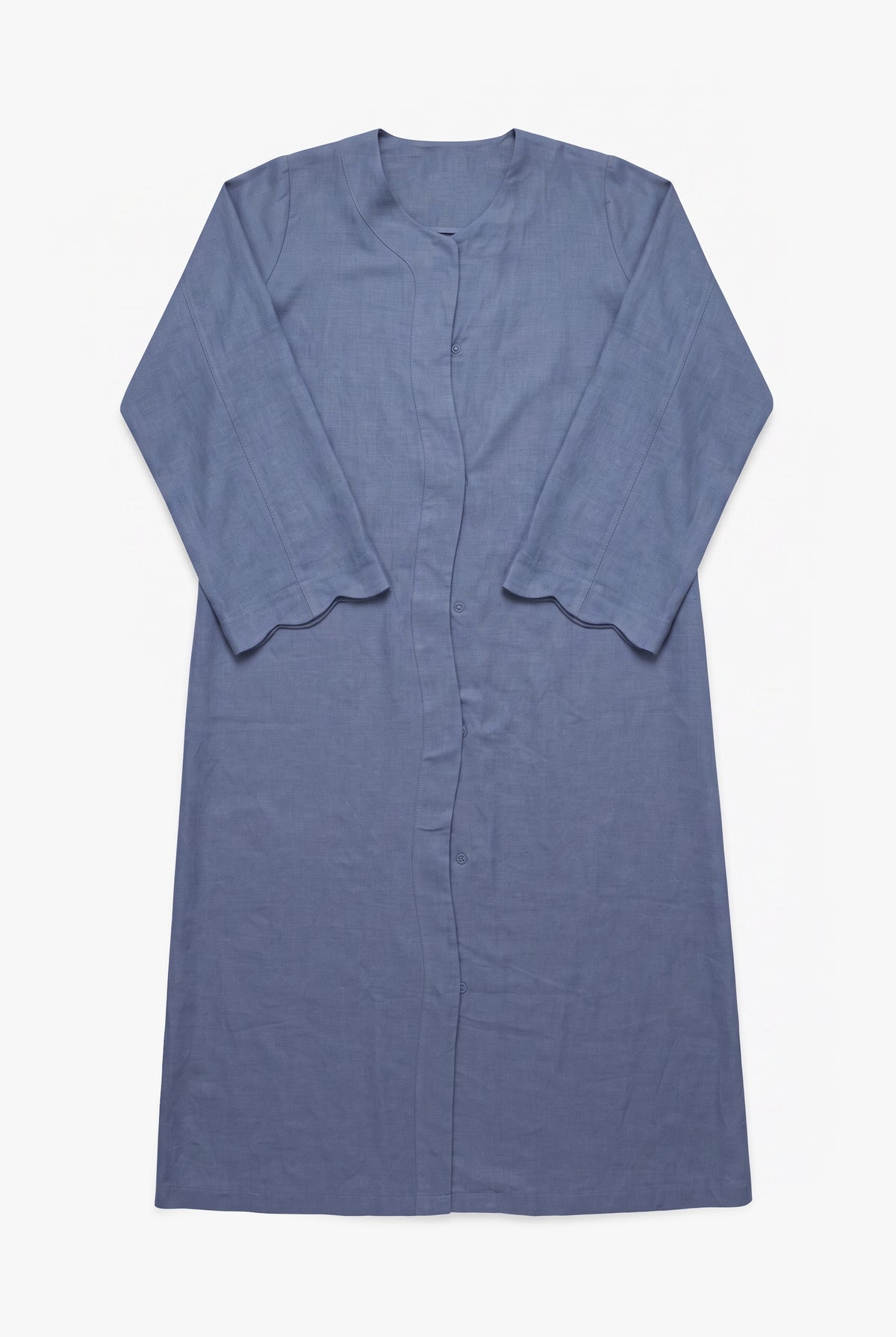 Pale Blue Linen Cotton Wave Open Abaya