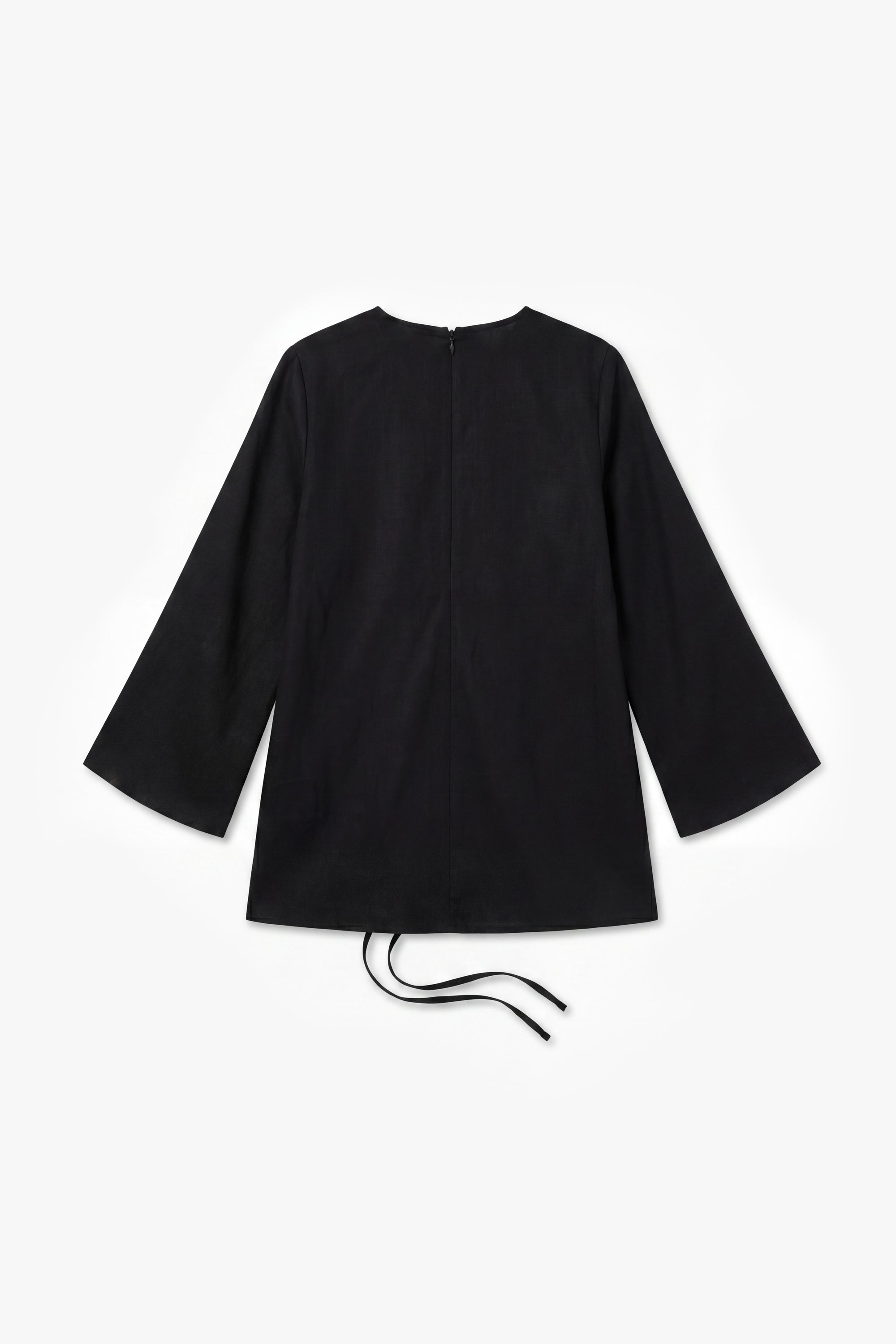 Black Linen Cotton Wrap Top