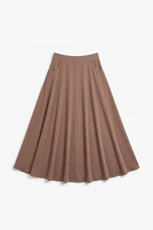 Beige Powder Touch Crepe Eight-Panel Skirt