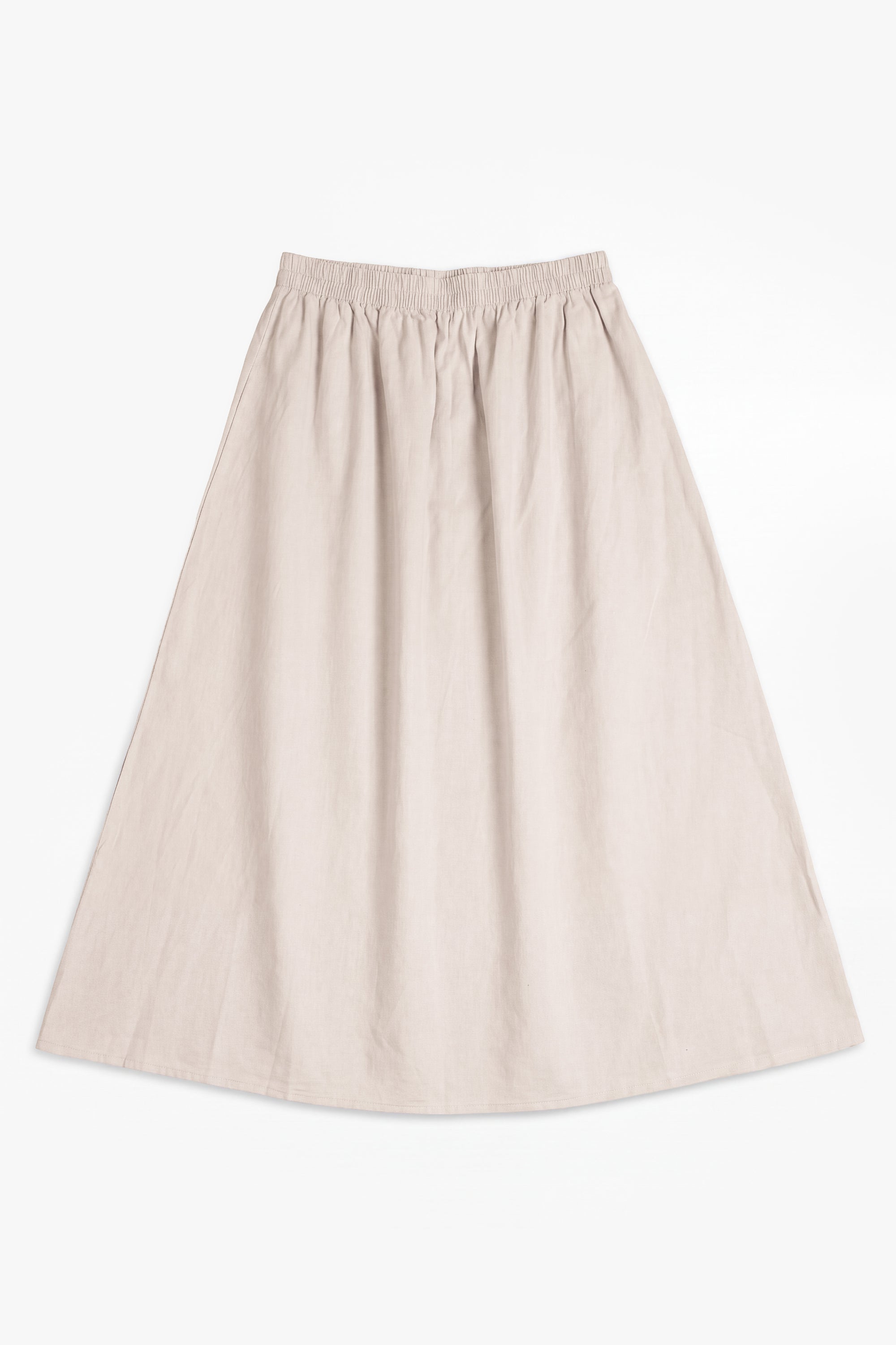 Stone Beige Linen Cotton Elasticated Skirt