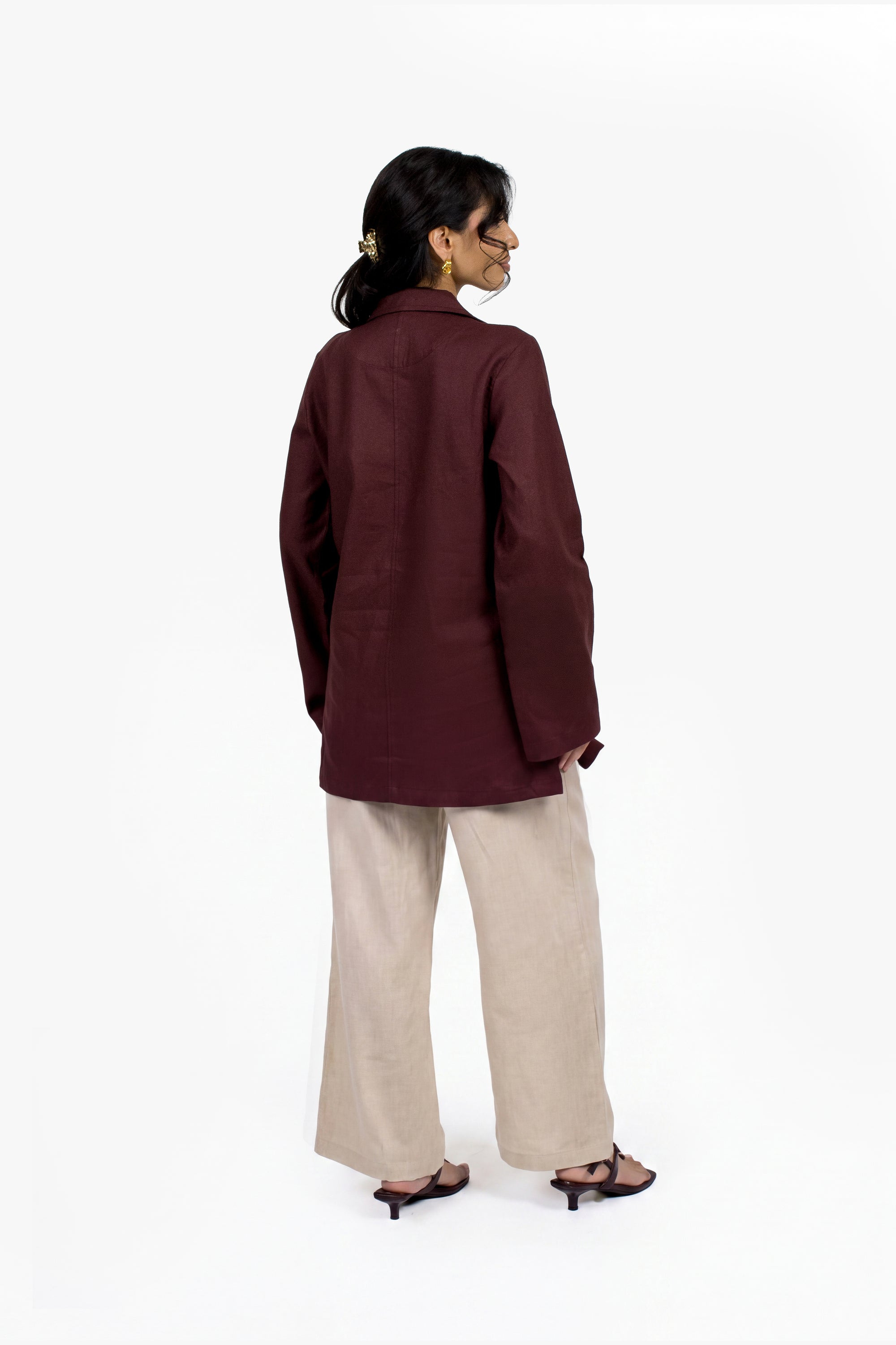 Stone Beige Cotton Wide Leg Trousers