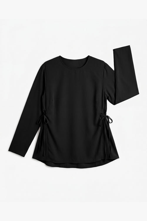 Black Crepe Two-Side Tie Top