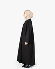 Black V-Neck Pleat Abaya