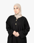 Black V-Neck Pleat Abaya