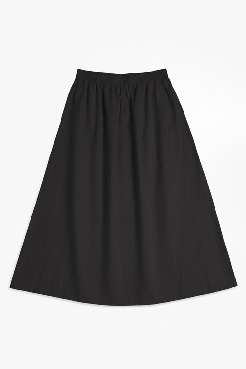 Black Linen Cotton Elasticated Skirt