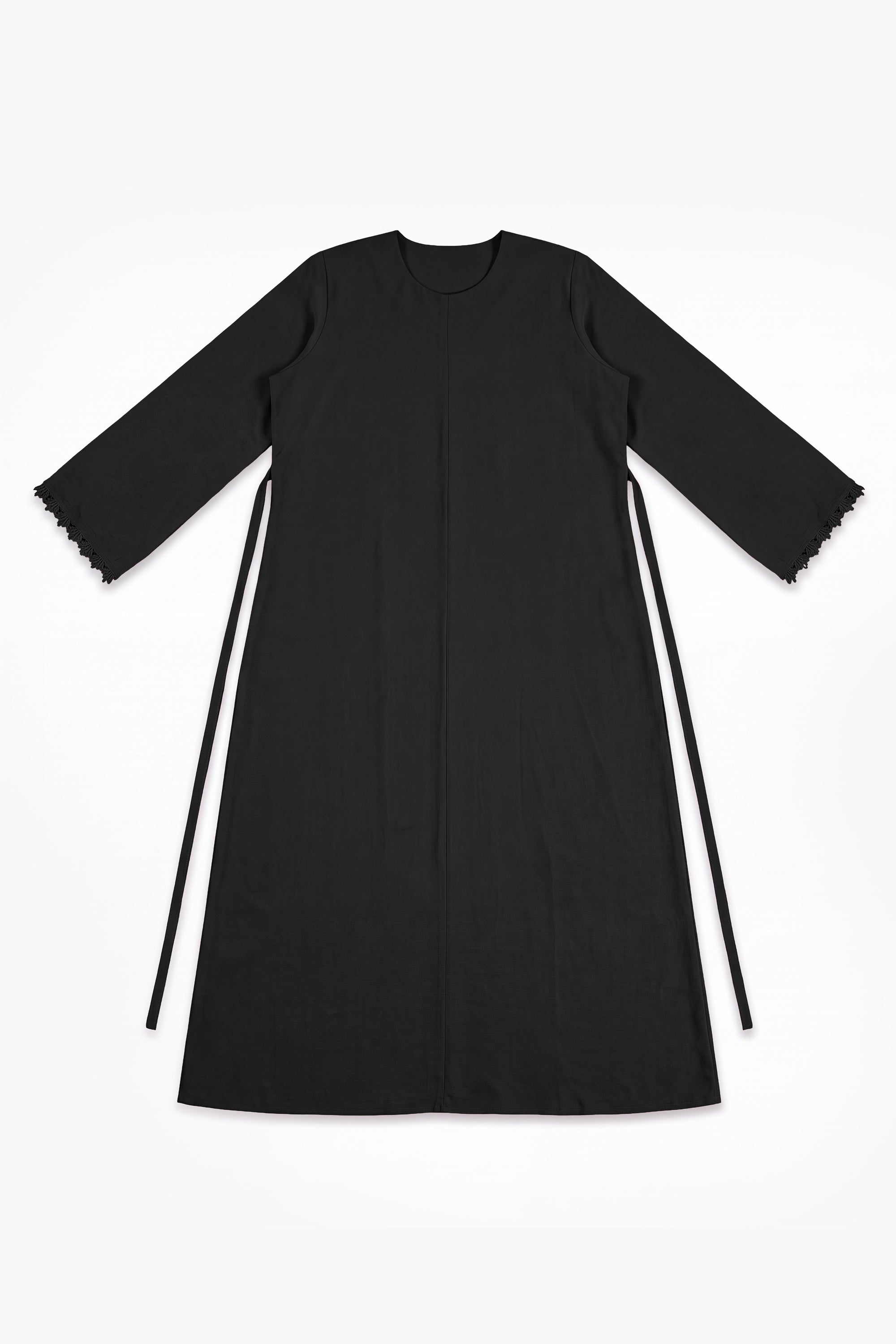 Black Etched Crepe Lace Abaya
