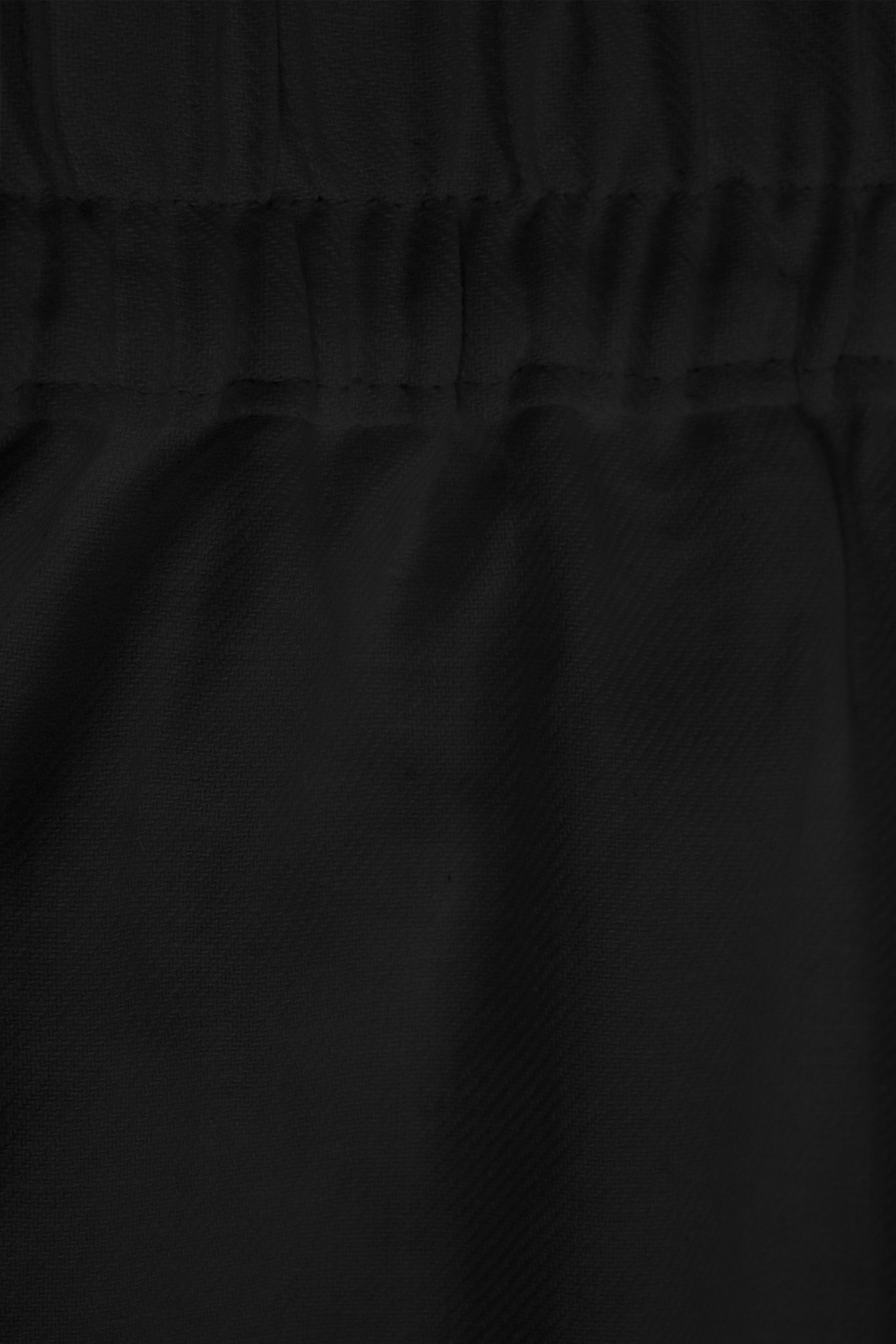 Black Linen Cotton Wide Leg Trousers