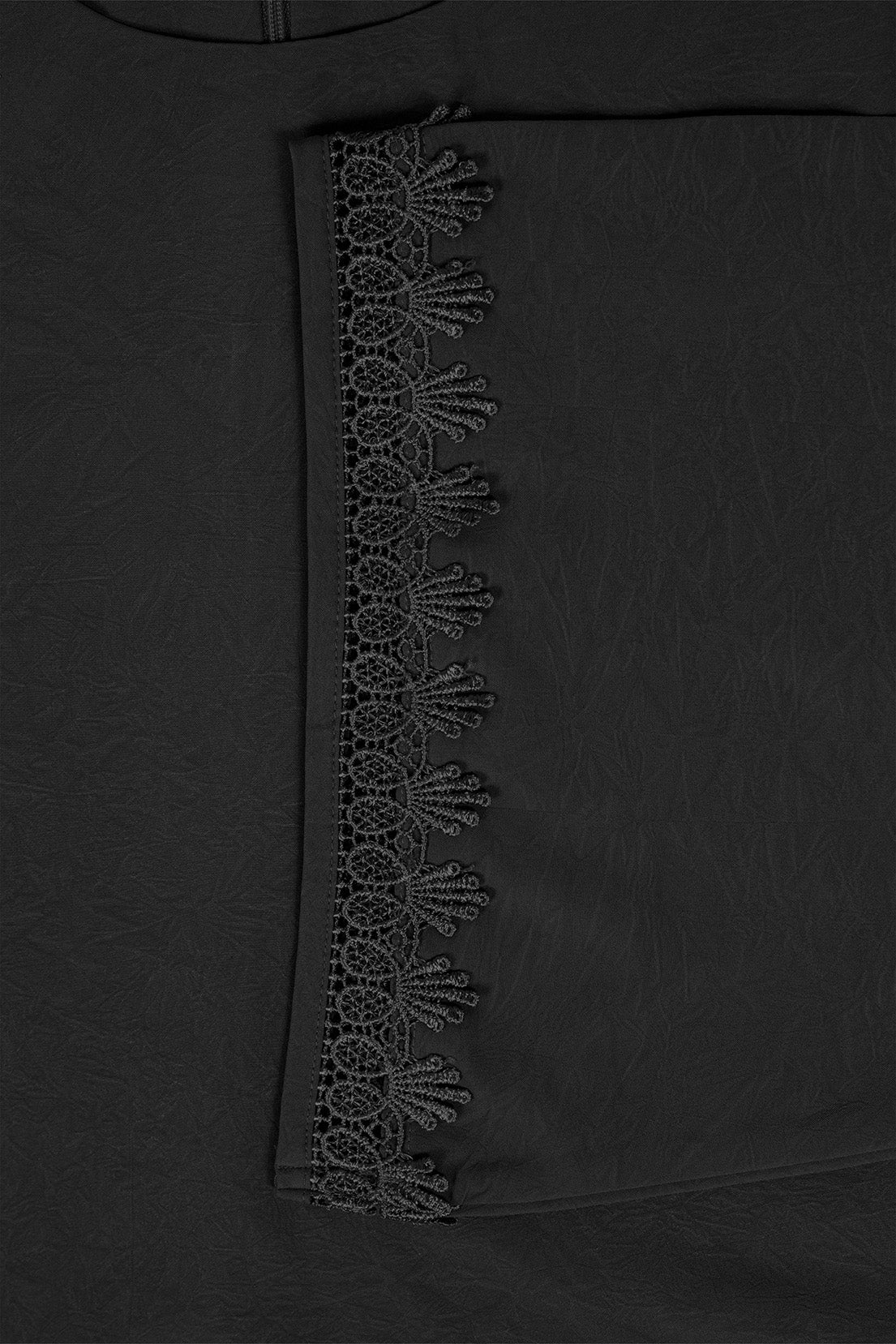 Black Etched Crepe Lace Top