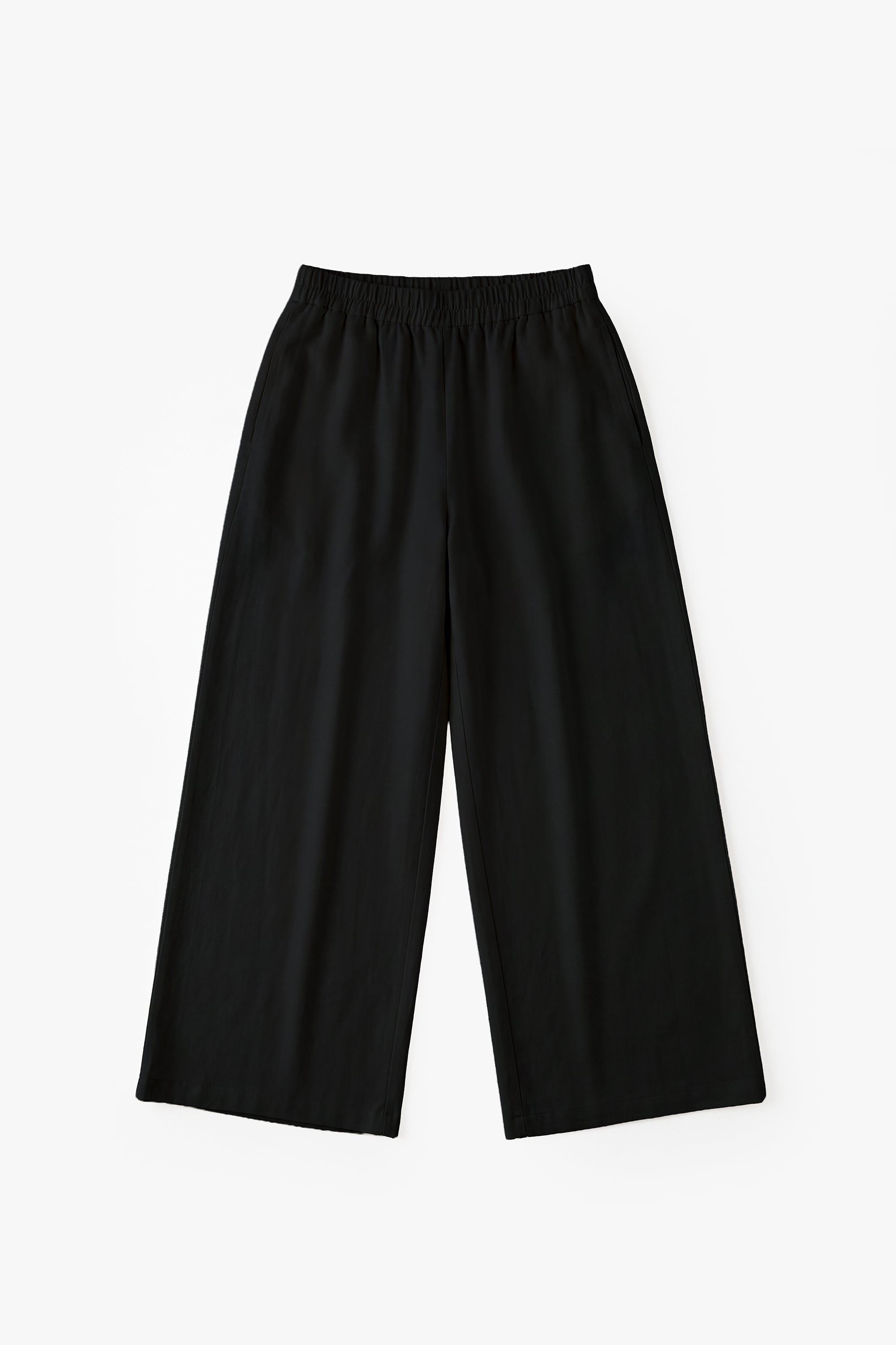Black Linen Cotton Wide Leg Trousers