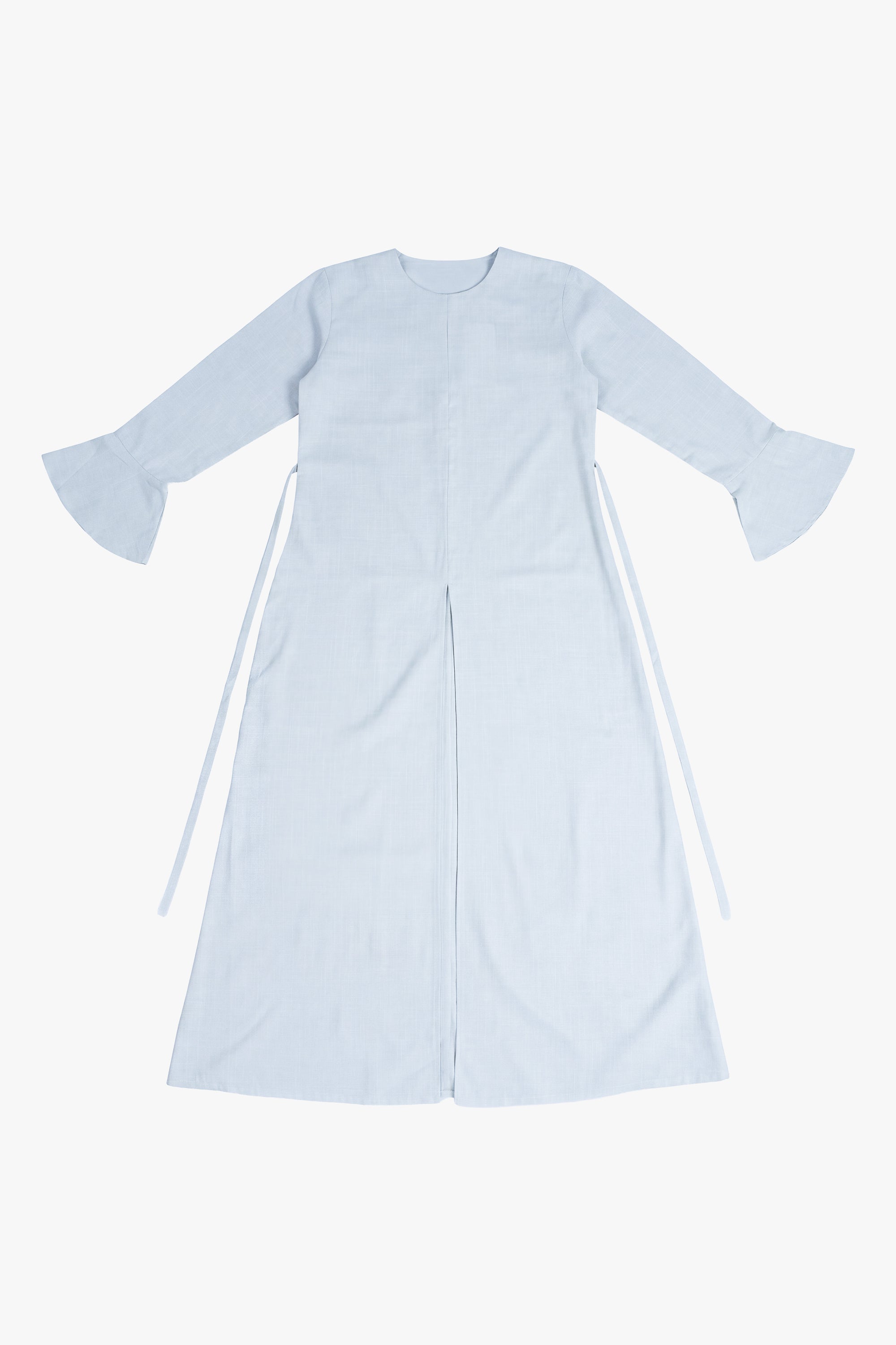 Pale Blue Cotton Blend Front Slit Dress